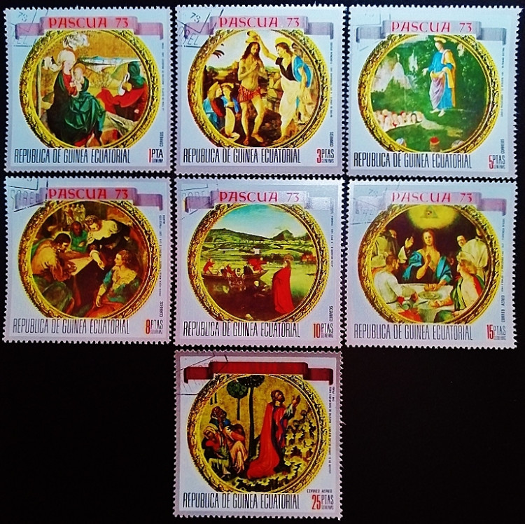 Набор почтовых марок (7 шт.). "Пасха". 1973 год, Экваториальная Гвинея.