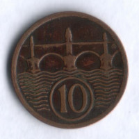 10 геллеров. 1927 год, Чехословакия.