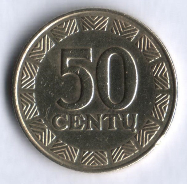 Монета 50 центов. 2000 год, Литва.