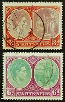 Набор марок (2 шт.). "Король Георг VI". 1938-1946 годы, Сен-Китс и Невис.