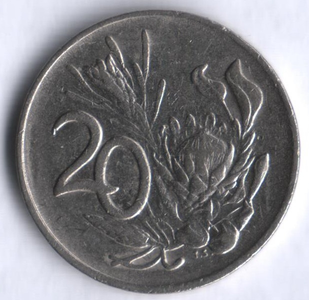 20 центов. 1985 год, ЮАР.