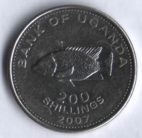 Монета 200 шиллингов. 2007 год, Уганда.