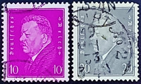 Набор почтовых марок (2 шт.). "Фридрих Эберт - 1-й президент Веймарской республики". 1930 год, Германия.