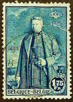 Почтовая марка (1,75 f.). "100 лет независимости Бельгии: Король Альберт I". 1930 год, Бельгия.