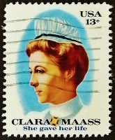 Почтовая марка. "Клара Маасс". 1976 год, США.