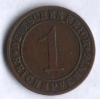 Монета 1 рейхспфенниг. 1932 год (A), Веймарская республика.