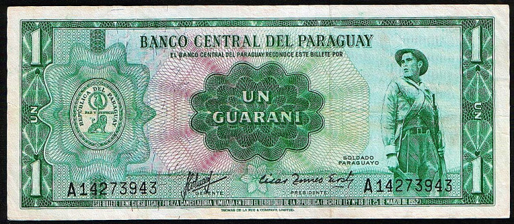 Бона 1 гуарани. 1952 год, Парагвай.