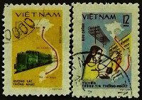 Набор почтовых марок (2 шт.). "Национальный день телекоммуникаций". 1980 год, Вьетнам.