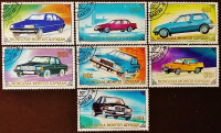 Набор почтовых марок (7 шт.). "Автомобили". 1989 год, Монголия.