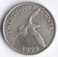 Монета 25 центов. 1979 год, Бермудские острова.
