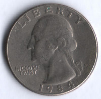 25 центов. 1984(D) год, США.