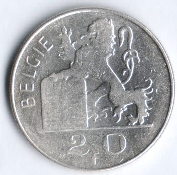 20 франков. 1951 год, Бельгия (Belgie).