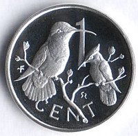 Монета 1 цент. 1978 год, Британские Виргинские острова. 25 лет правления королевы Елизаветы II.