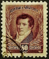 Почтовая марка (80 c.). "Мануэль Бельграно". 1896 год, Аргентина.