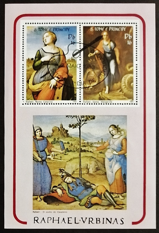 Сувенирный блок. "Картины Реафаэля ". 1983 год, Сан-Томе и Принсипи.
