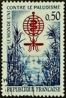 Почтовая марка. "Мир против малярии". 1962 год, Франция.
