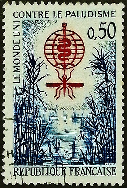 Почтовая марка. "Мир против малярии". 1962 год, Франция.