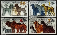 Набор почтовых марок (4 шт.). "Выставка собак Inter Canis, Брно". 1990 год, Чехословакия.