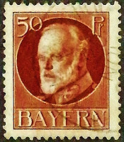 Почтовая марка (50 pf.). "Король Людвиг III". 1914 год, Бавария.