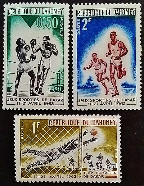 Набор марок (3 шт.). "Спортивные игры в Дакаре (I)". 1963 год, Дагомея.