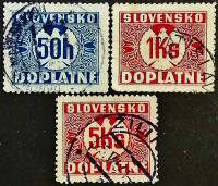 Набор почтовых марок (3 шт.). "Доплата". 1939 год, Словакия.