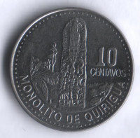 Монета 10 сентаво. 2010 год, Гватемала.