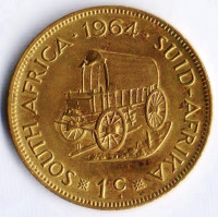 Монета 1 цент. 1964 год, ЮАР.