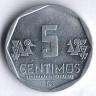 Монета 5 сентимо. 2009 год, Перу.