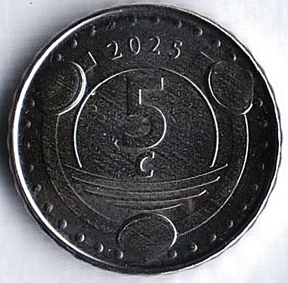 Монета 5 центов. 2025 год, Кюрасао.