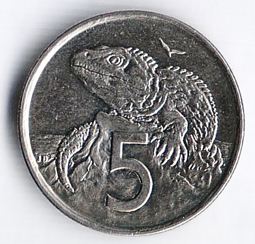 Монета 5 центов. 2001 год, Новая Зеландия.