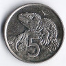 Монета 5 центов. 2001 год, Новая Зеландия.