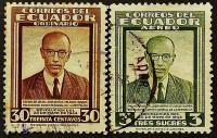 Набор почтовых марок (2 шт.). "Президент Хосе Мария Веласко Ибарра". 1946 год, Эквадор.