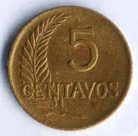 Монета 5 сентаво. 1961 год, Перу.