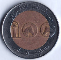 Монета 100 динаров. 2007 год, Алжир.