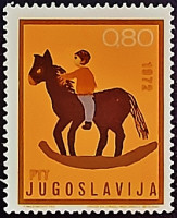 Марка почтовая. "Неделя детей". 1972 год, Югославия.