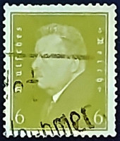 Почтовая марка (6 rpf.). "Фридрих Эберт - 1-й президент Веймарской республики". 1932 год, Германия.