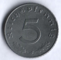 Монета 5 рейхспфеннигов. 1940 год (J), Третий Рейх.