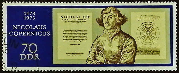 Почтовая марка. "500 лет со дня рождения Николая Коперника". 1973 год, ГДР.