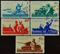 Набор почтовых марок (5 шт.). "6 лет Национальной народной армии". 1962 год, ГДР.