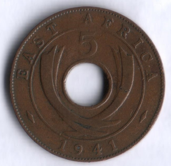 Монета 5 центов. 1941(I) год, Британская Восточная Африка.