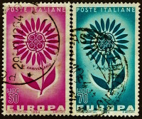 Набор почтовых марок (2 шт.). "Европа (C.E.P.T.)". 1964 год, Италия.