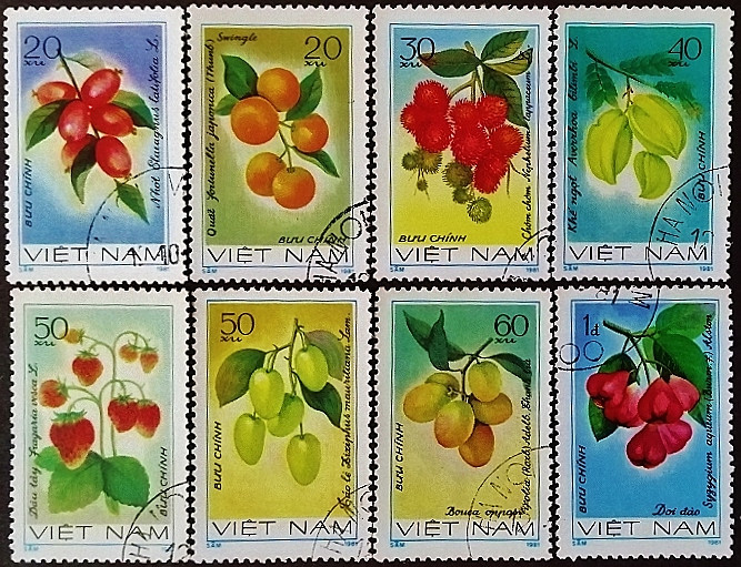 Набор почтовых марок (8 шт.). "Фрукты (I)". 1981 год, Вьетнам.