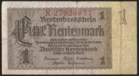 Бона 1 рентенмарка. 1923(37) год "Х", Веймарская республика.