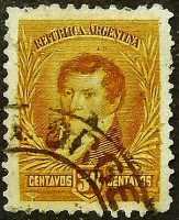 Почтовая марка (30 c.). "Мануэль Бельграно". 1897 год, Аргентина.