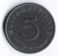 5 рейхспфеннигов. 1947 год (D), Третий Рейх (Союзническая оккупационная администрация).