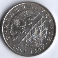 Монета 200 эскудо. 2000 год, Португалия. Открытие Лабрадора.