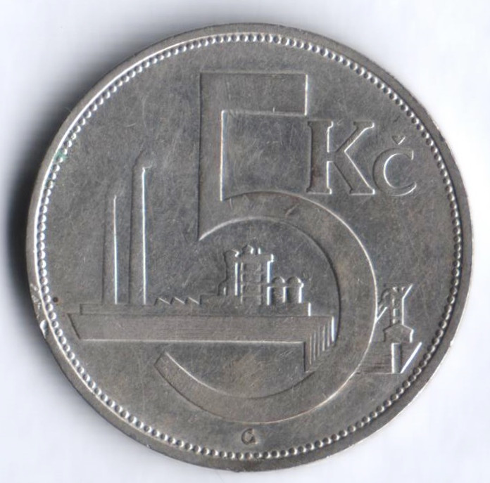 5 крон. 1928 год, Чехословакия.
