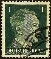 Почтовая марка (1 rpf.). "Адольф Гитлер". 1941 год, Германский рейх.