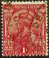 Почтовая марка (1 an.). "Король Георг V". 1911 год, Британская Индия.