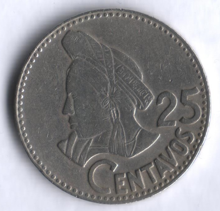Монета 25 сентаво. 1979 год, Гватемала.
